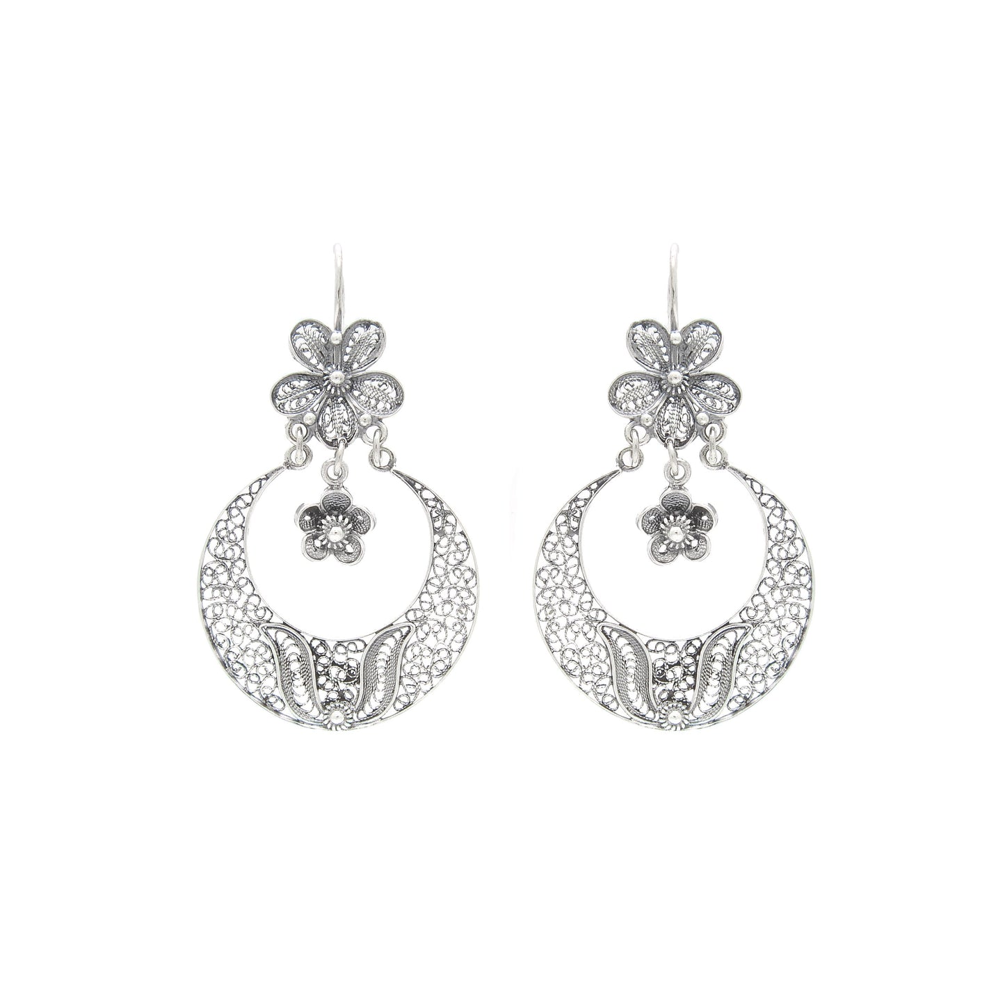 Earrings Arrecadas Flower in Silver