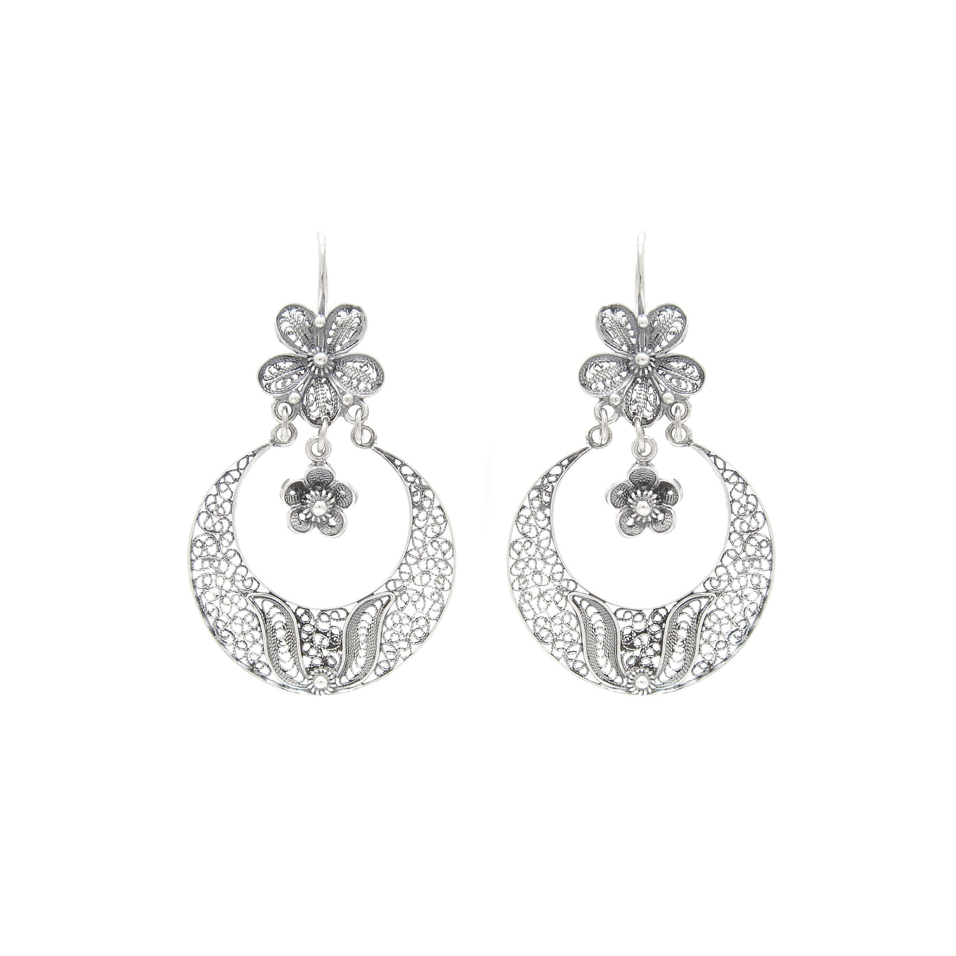 Earrings Arrecadas Flower in Silver