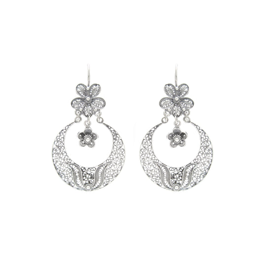 Earrings Arrecadas Flower in Silver