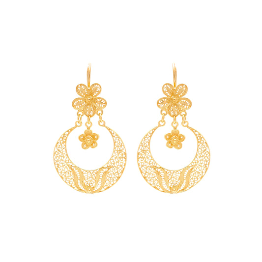 Earrings Arrecadas Flower in Gold Plated Silver