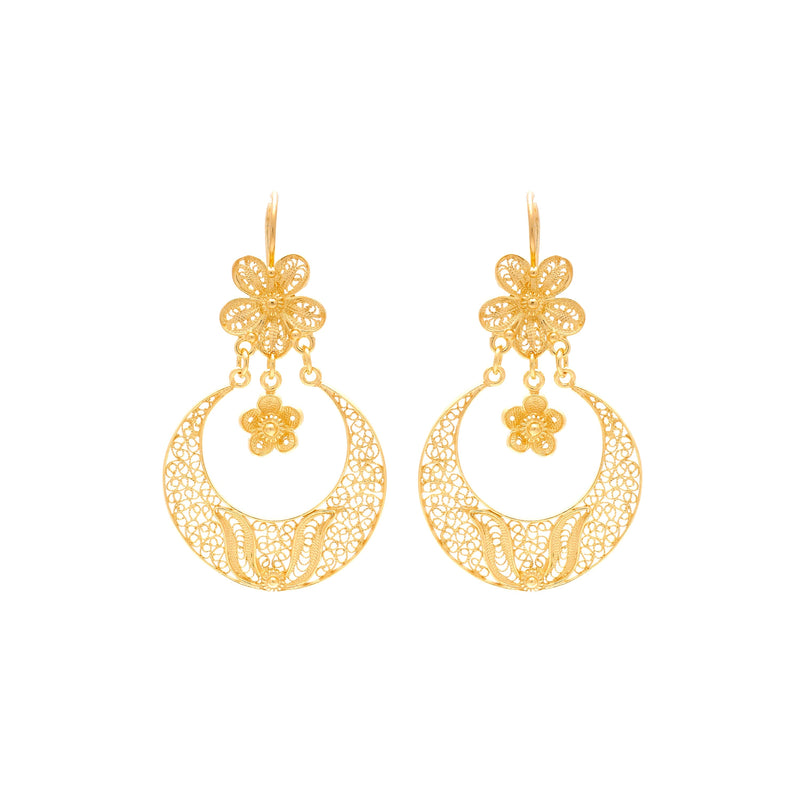 Earrings Arrecadas Flower in Gold Plated Silver