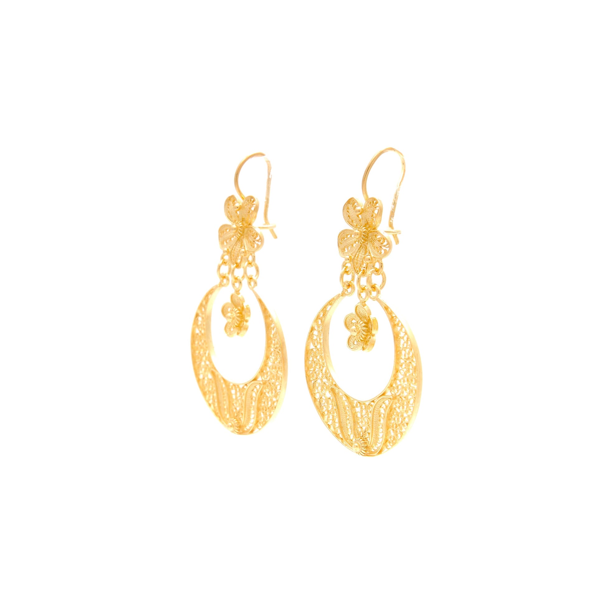 Earrings Arrecadas Flower in Gold Plated Silver