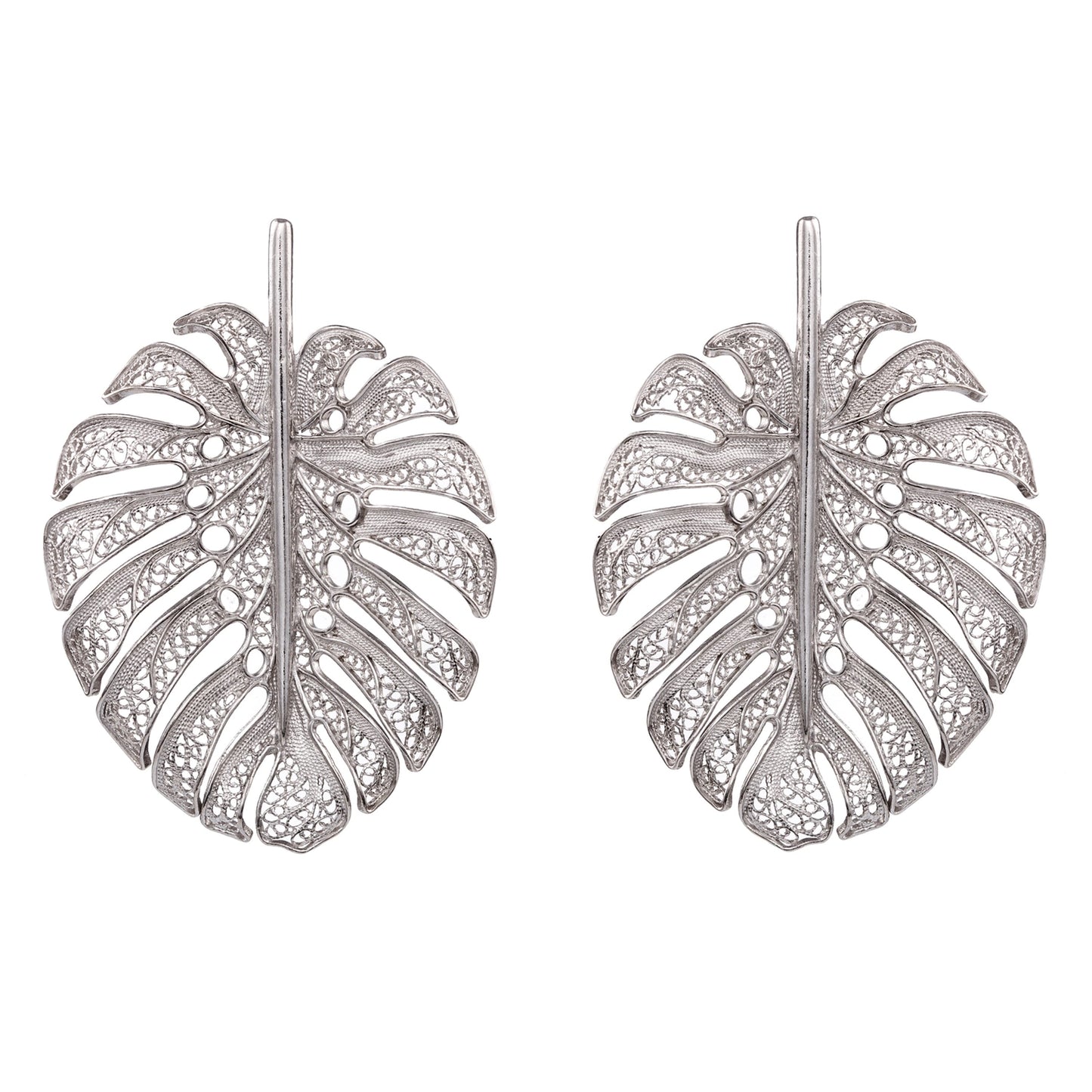 Earrings Monstera XL in Silver