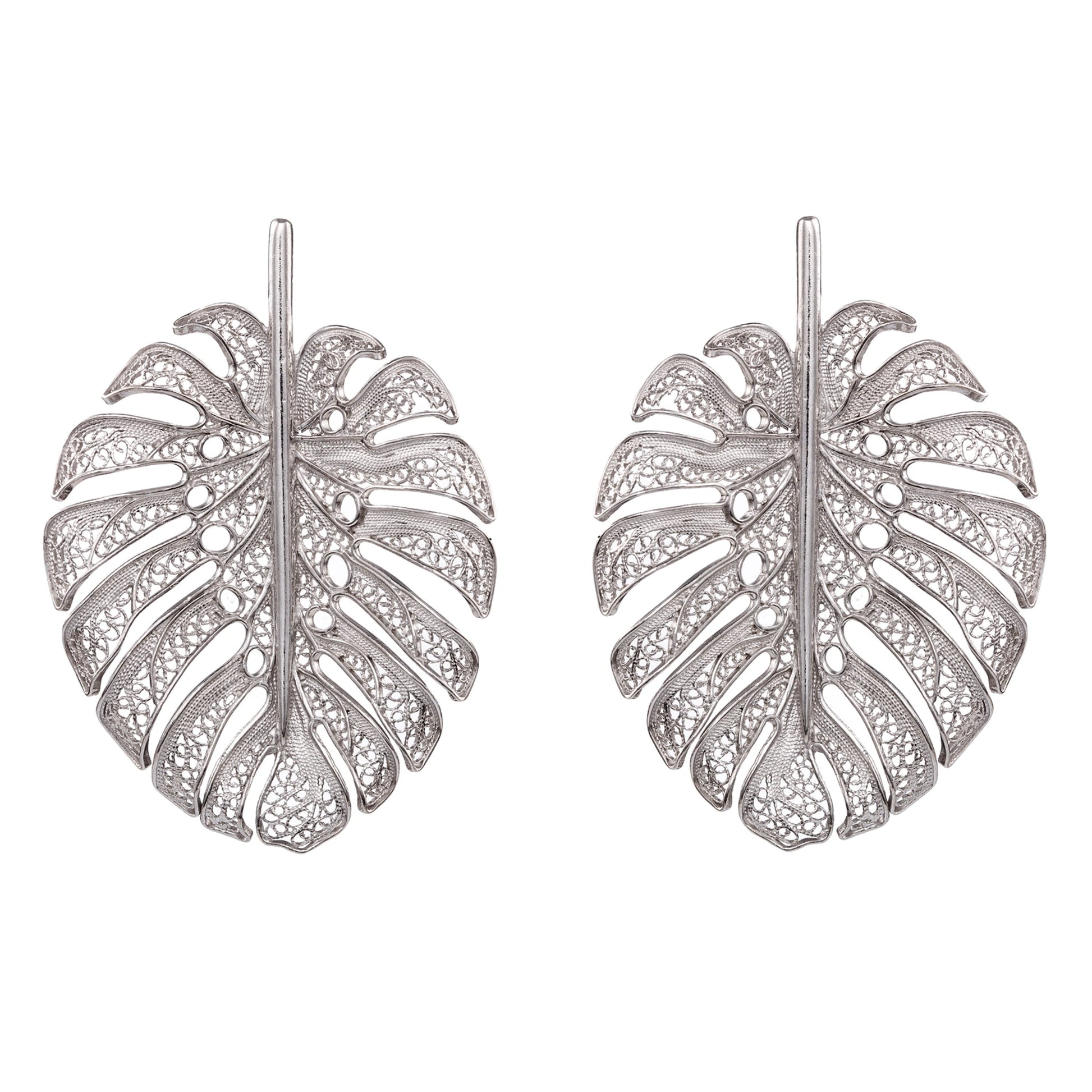 Earrings Monstera XL in Silver