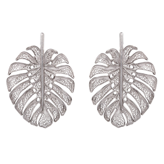 Earrings Monstera XL in Silver