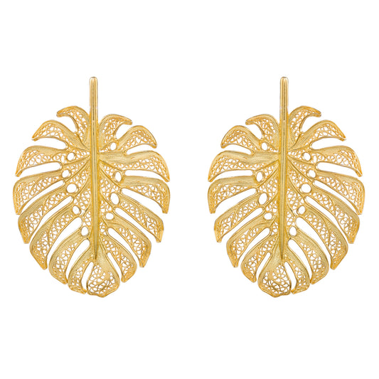 Earrings Monstera XL in Gold Plated Silver