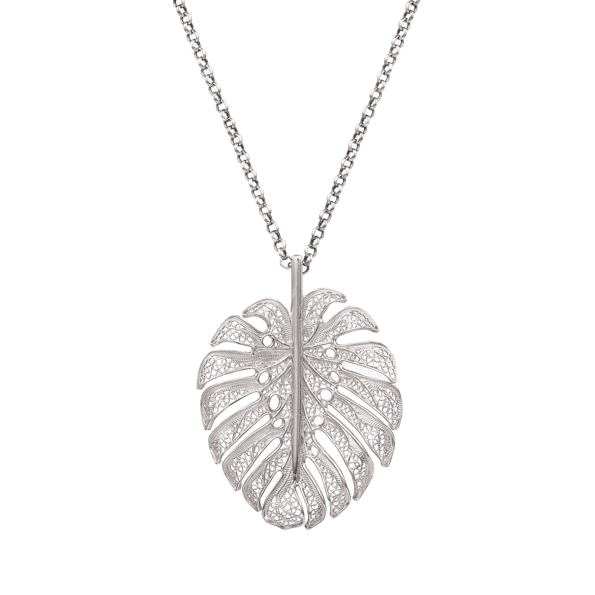 Necklace Monstera XL in Silver