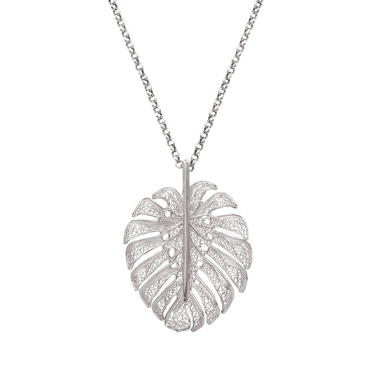 Necklace Monstera XL in Silver