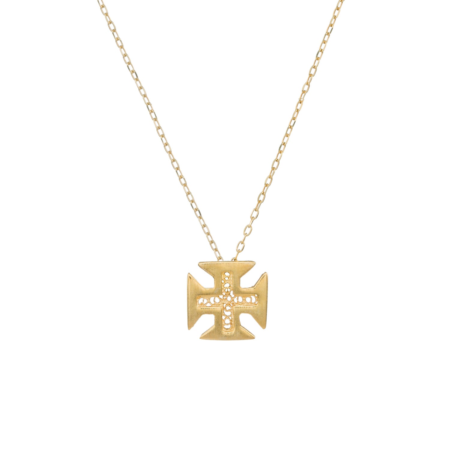 Necklace Cross of Christ in Gold Plated Silver