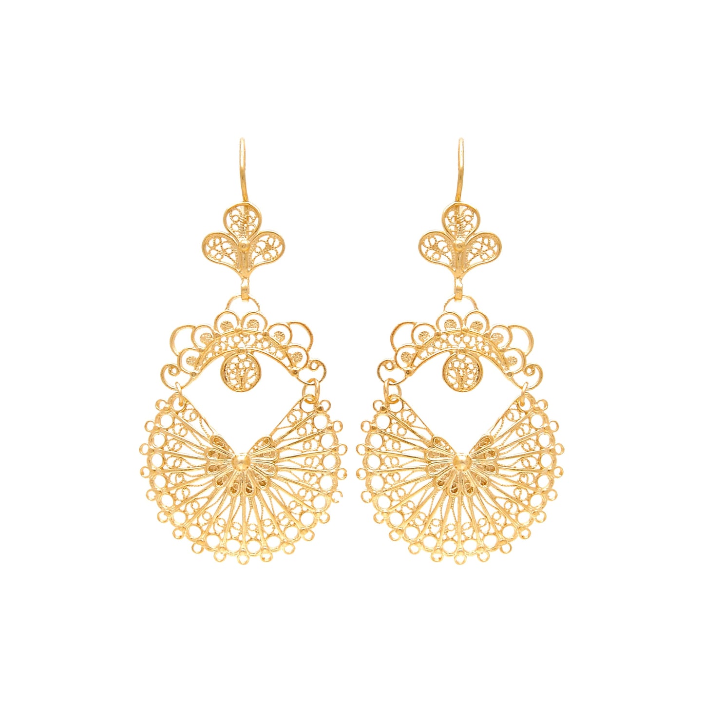 Earrings Arrecadas Filigree in Gold Plated Silver