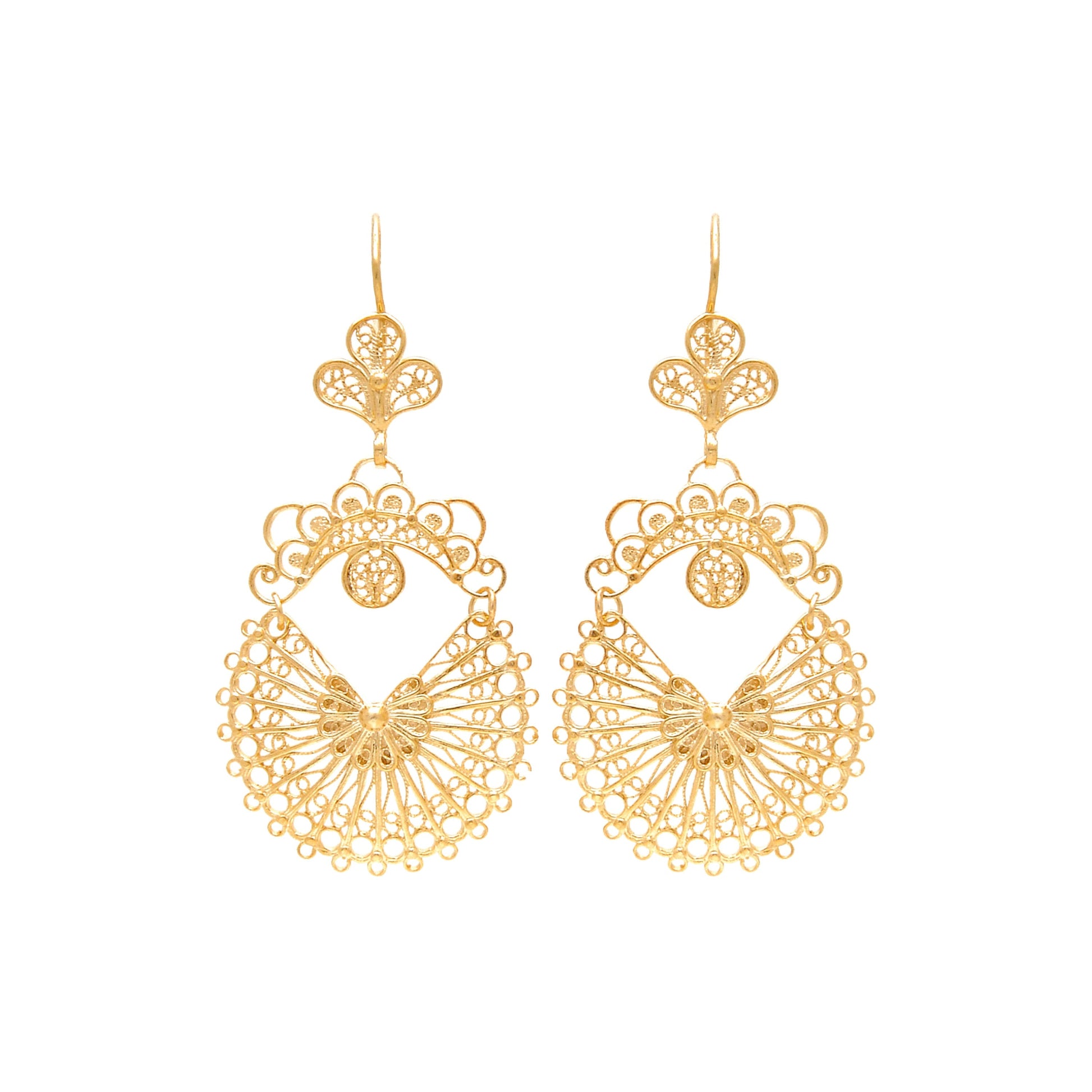 Earrings Arrecadas Filigree in Gold Plated Silver