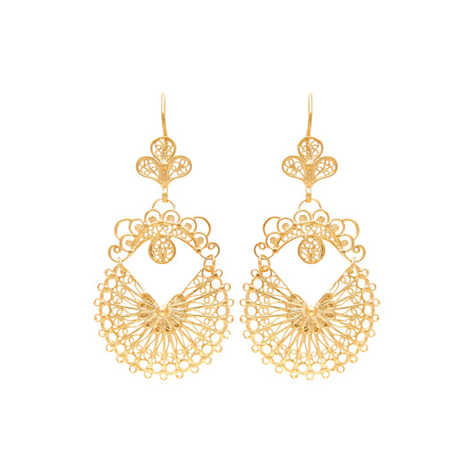 Earrings Arrecadas Filigree in Gold Plated Silver