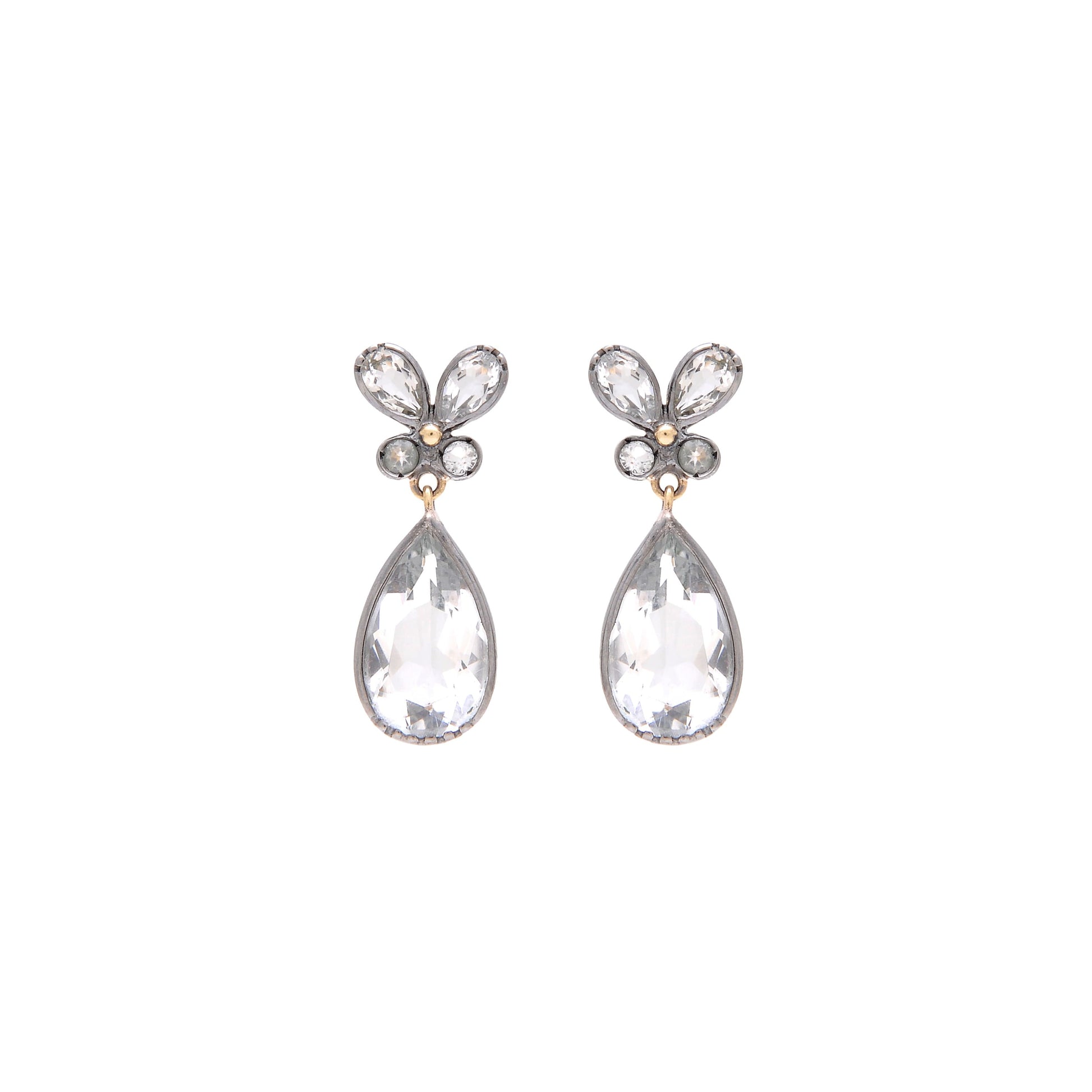 Earrings Butterfly Rock Crystal in Silver and Gold