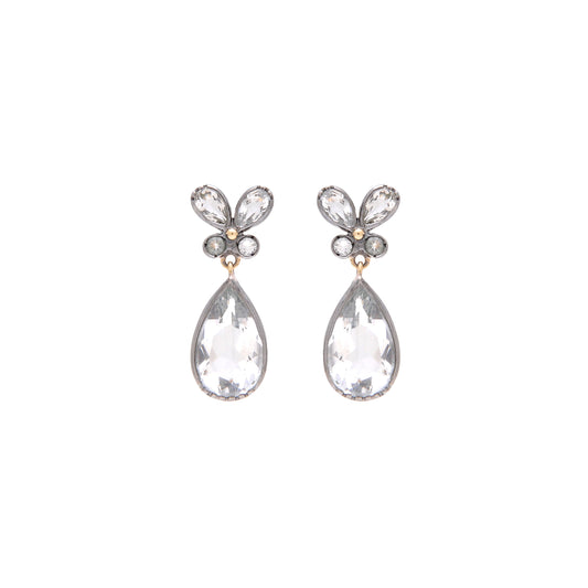 Earrings Butterfly Rock Crystal in Silver and Gold