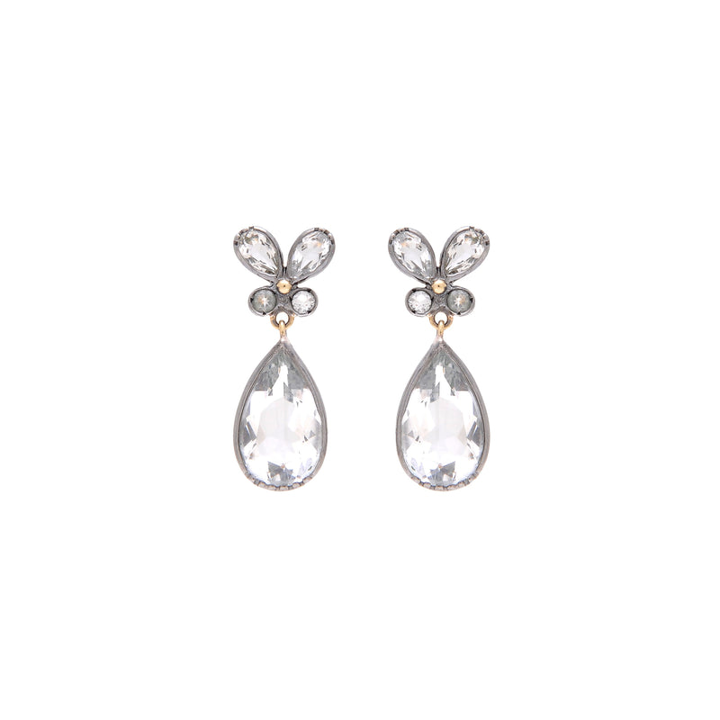Earrings Butterfly Rock Crystal in Silver and Gold
