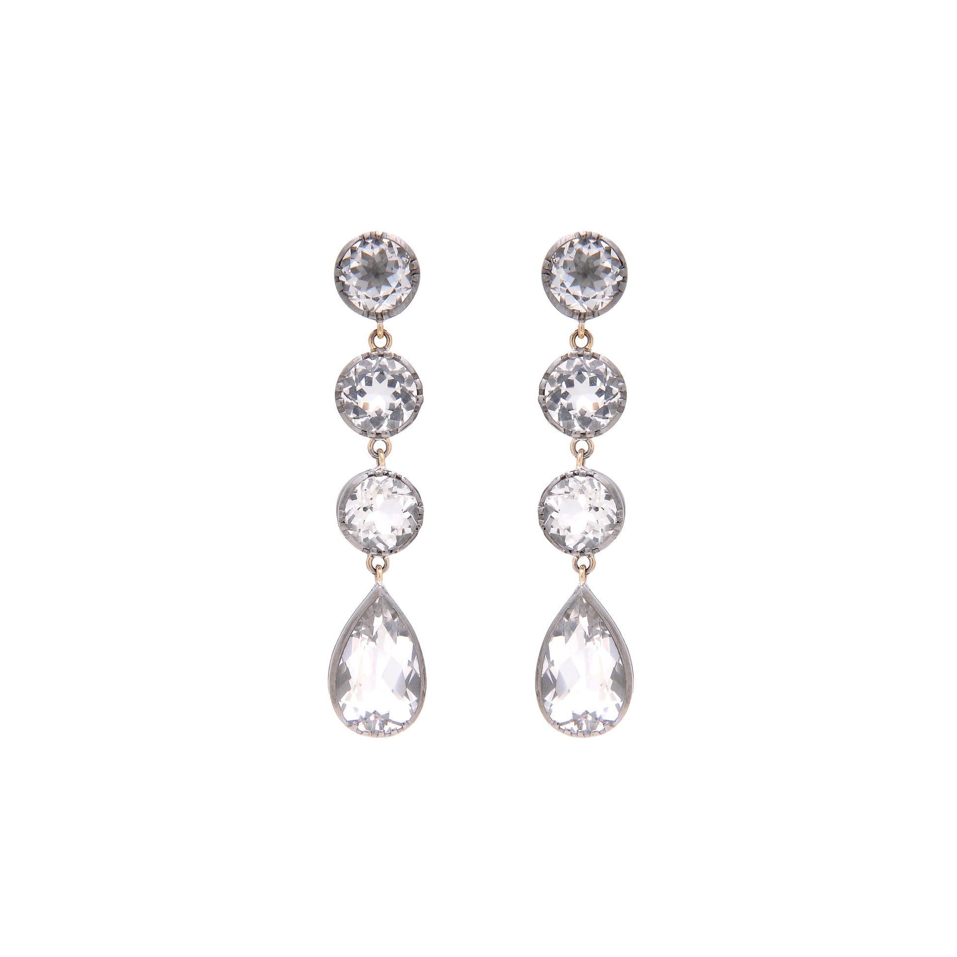 Earrings Circles Rock Crystal in Silver and Gold
