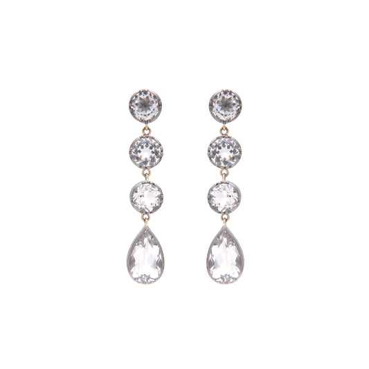 Earrings Circles Rock Crystal in Silver and Gold