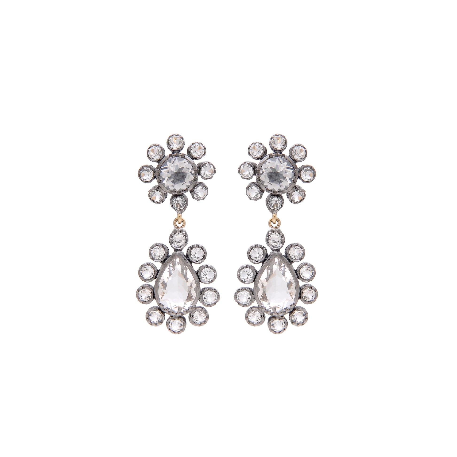 Earrings Ciclo Rock Crystal in Silver and Gold