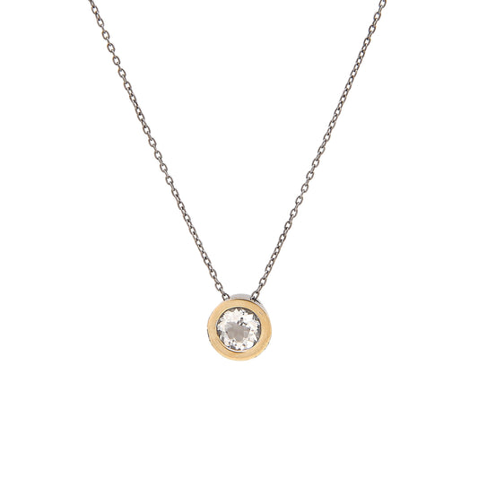 Necklace Rock Crystal Center in Silver and Gold