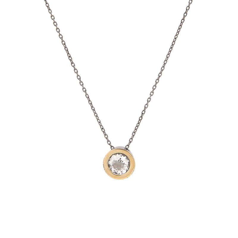 Necklace Rock Crystal Center in Silver and Gold