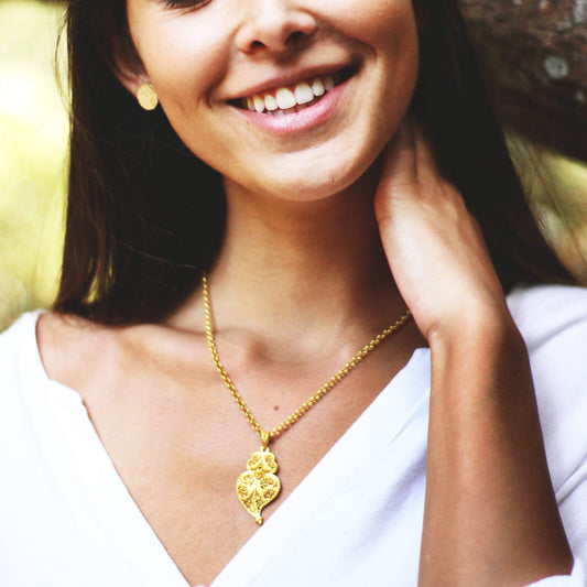 Necklace Heart of Viana 4,0 cm in Gold Plated Silver