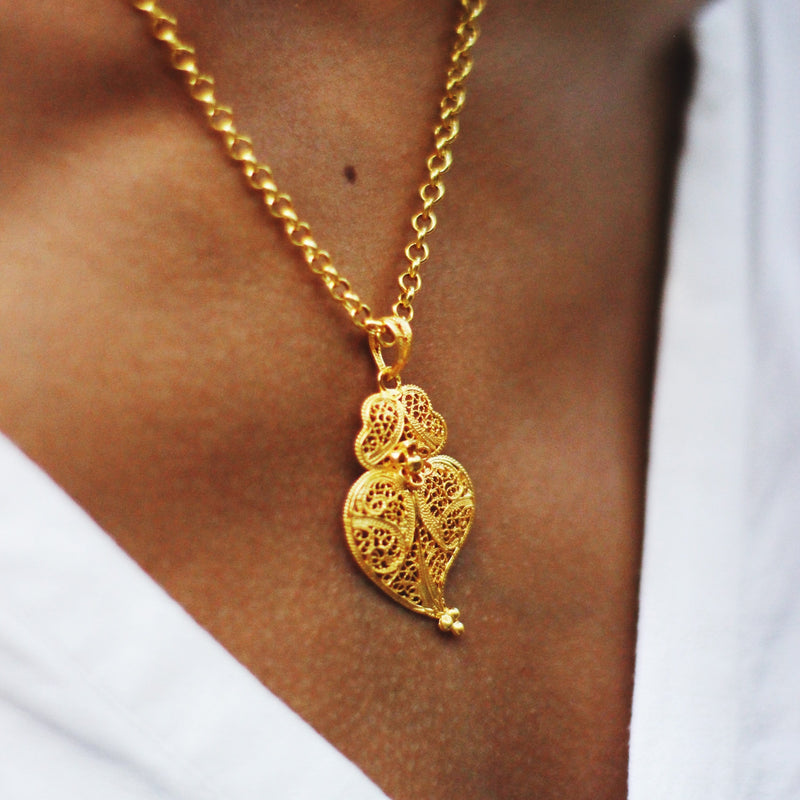Necklace Heart of Viana 4,0 cm in Gold Plated Silver