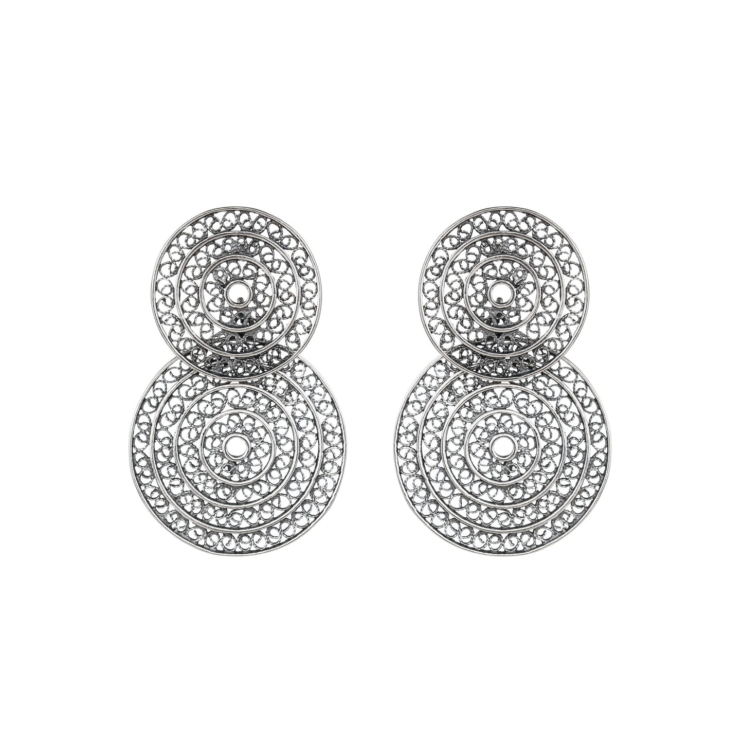 Earrings Two Circles in Silver