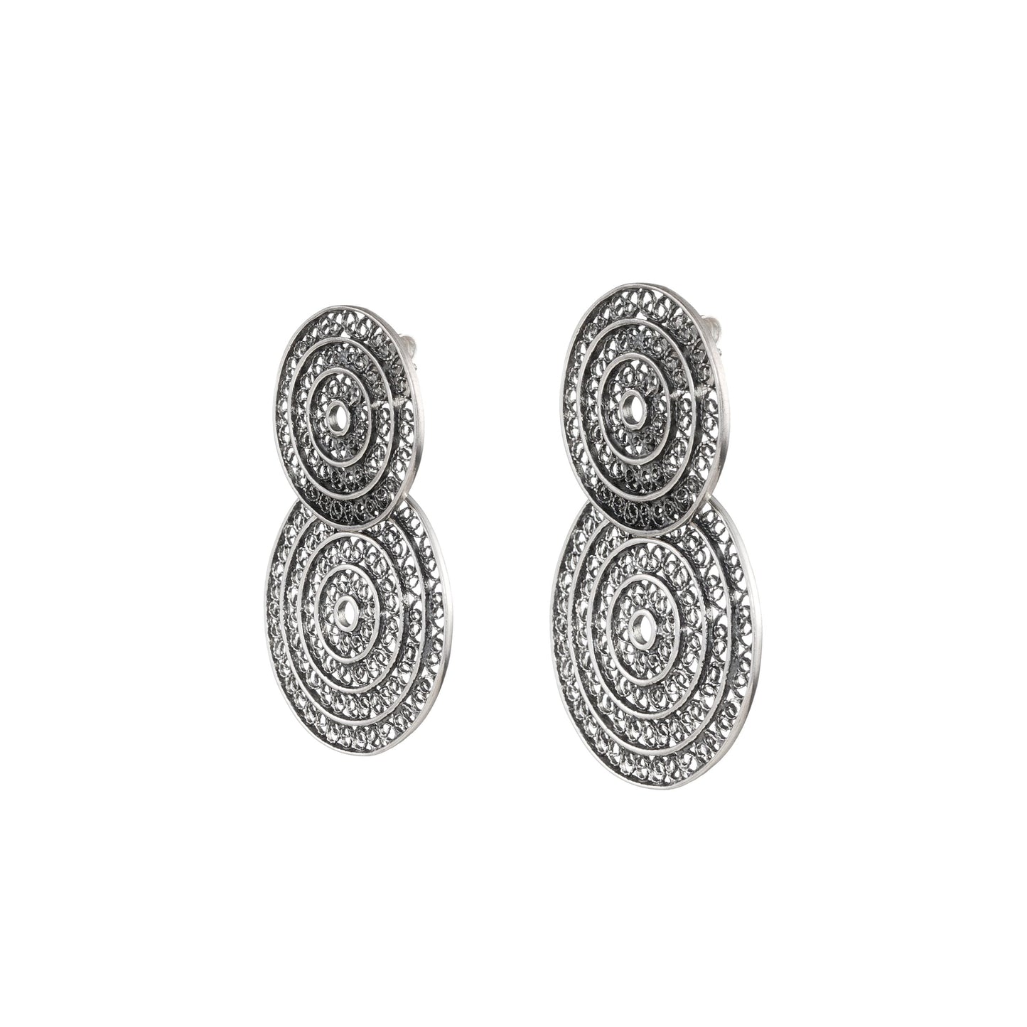 Earrings Two Circles in Silver