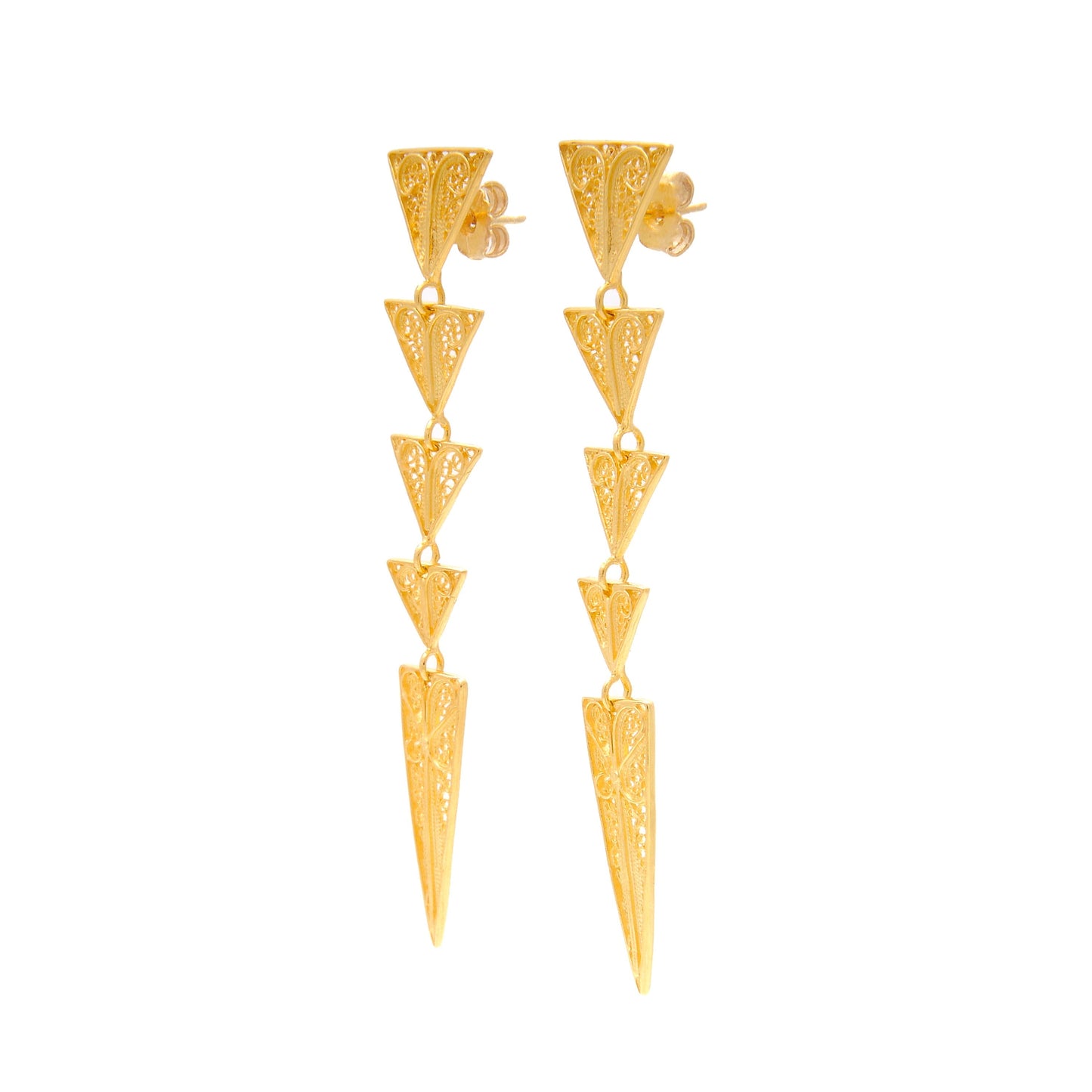 Earrings Triangles in Gold Plated Silver