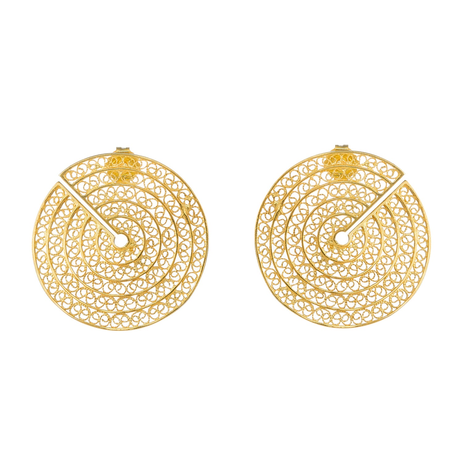 Earrings Cut Circles in Gold Plated Silver