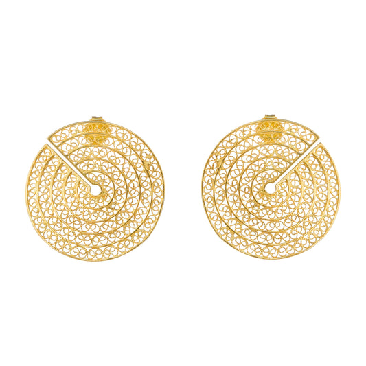 Earrings Cut Circles in Gold Plated Silver