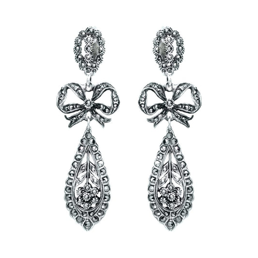 King Earrings of Marcasites in Silver