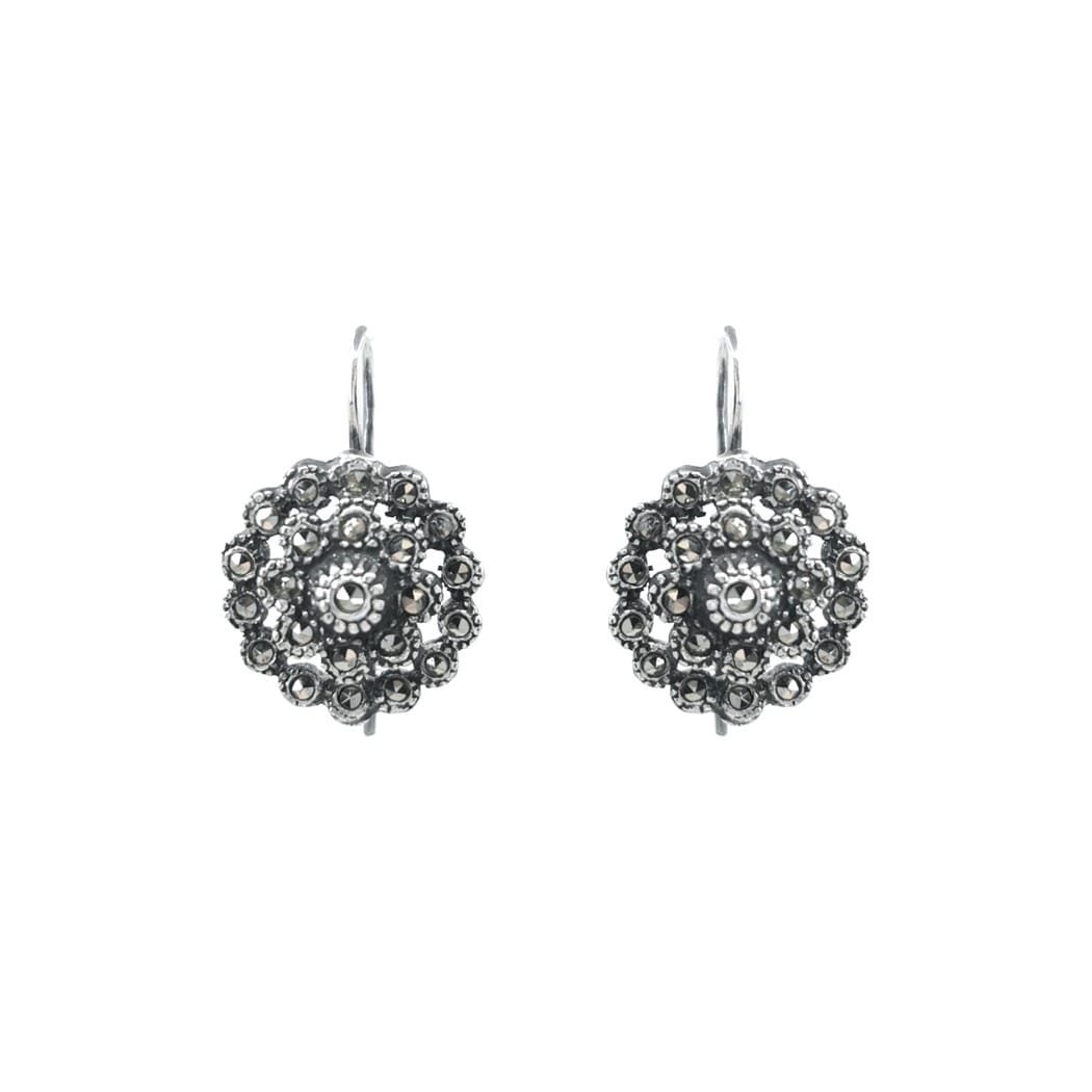 Earrings Pinecone of Marcasites in Silver
