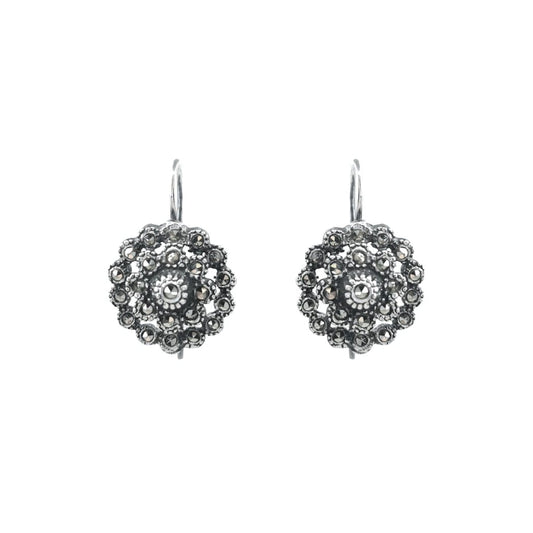 Earrings Pinecone of Marcasites in Silver