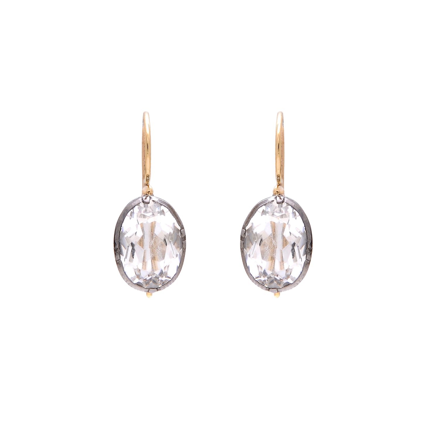 Earrings with Rock Crystal in Silver and Gold