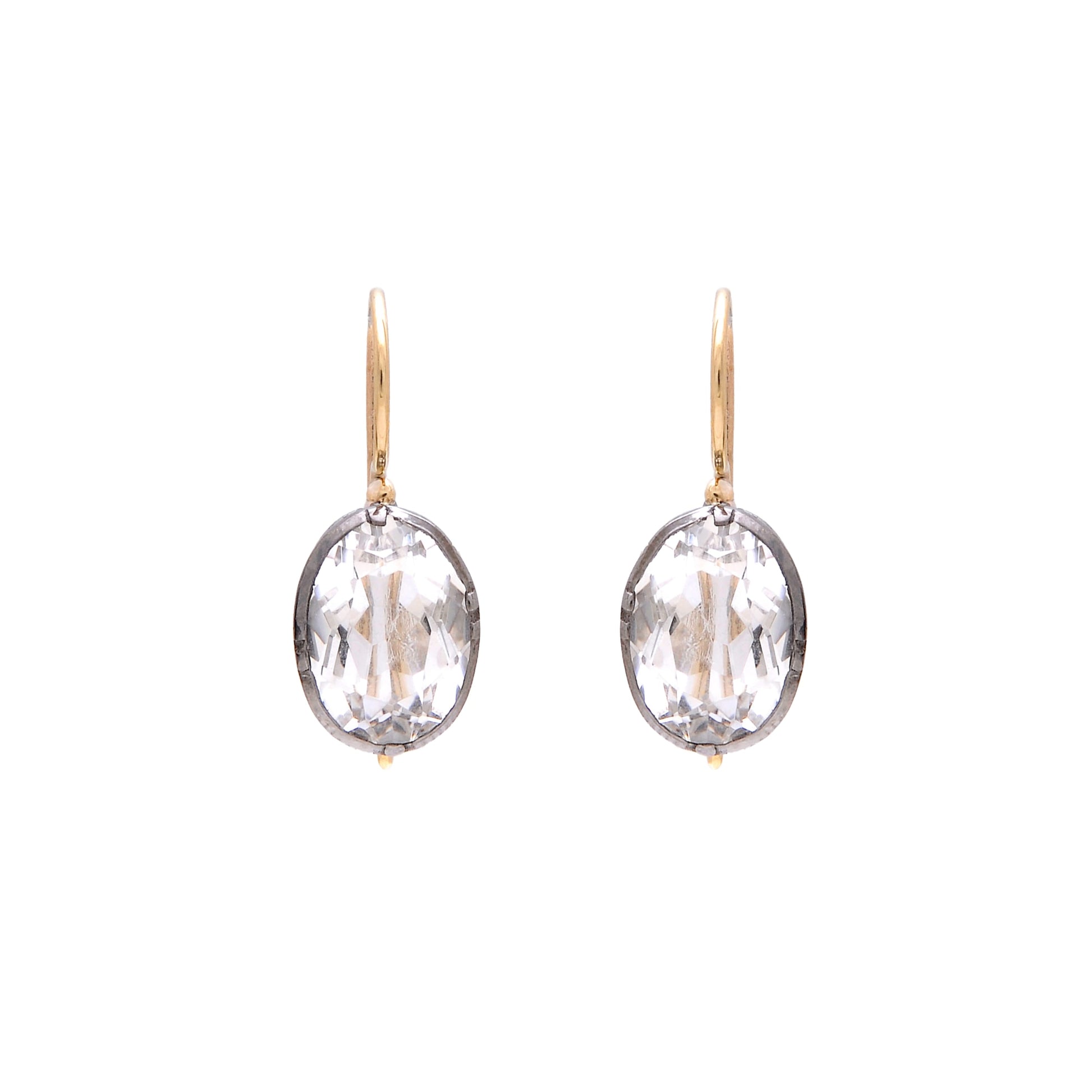 Earrings with Rock Crystal in Silver and Gold