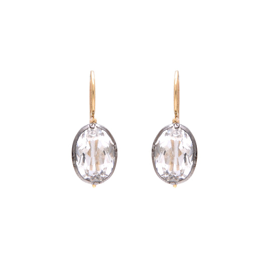 Earrings with Rock Crystal in Silver and Gold