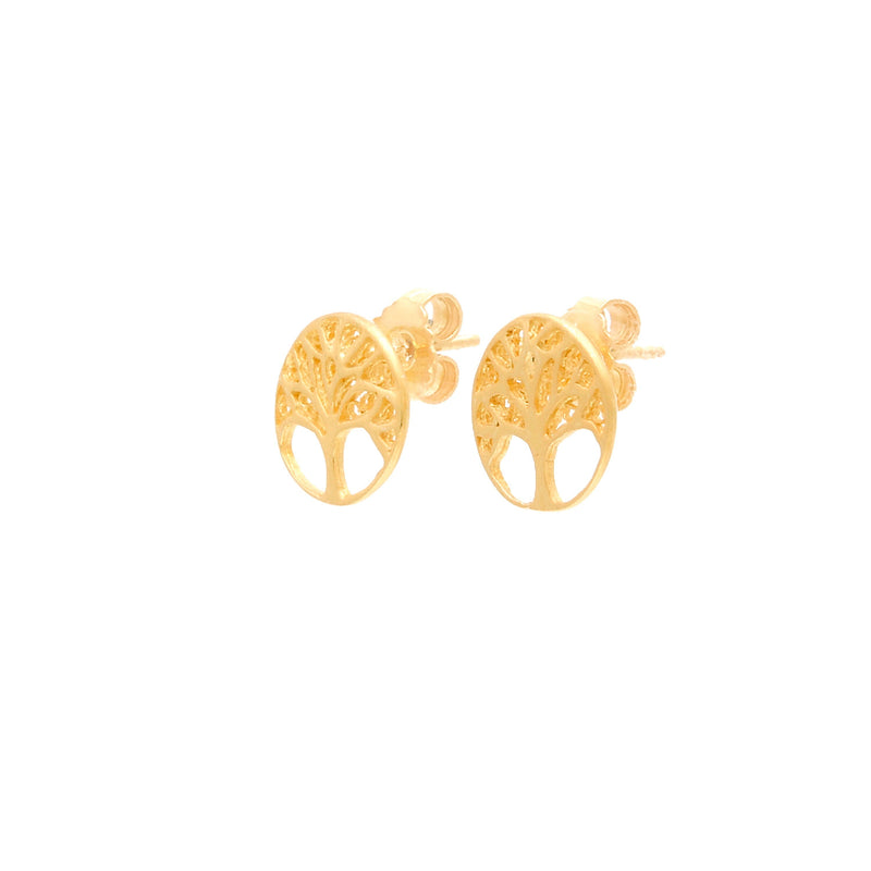 Earrings Tree of Life in Gold Plated Silver
