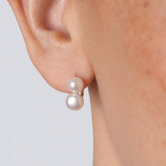 Earrings Two Pearls in 19.2Kt Gold