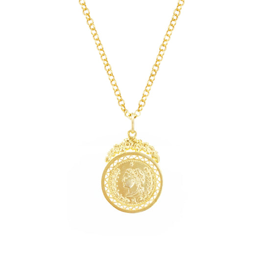 Necklace Coin in Gold Plated Silver