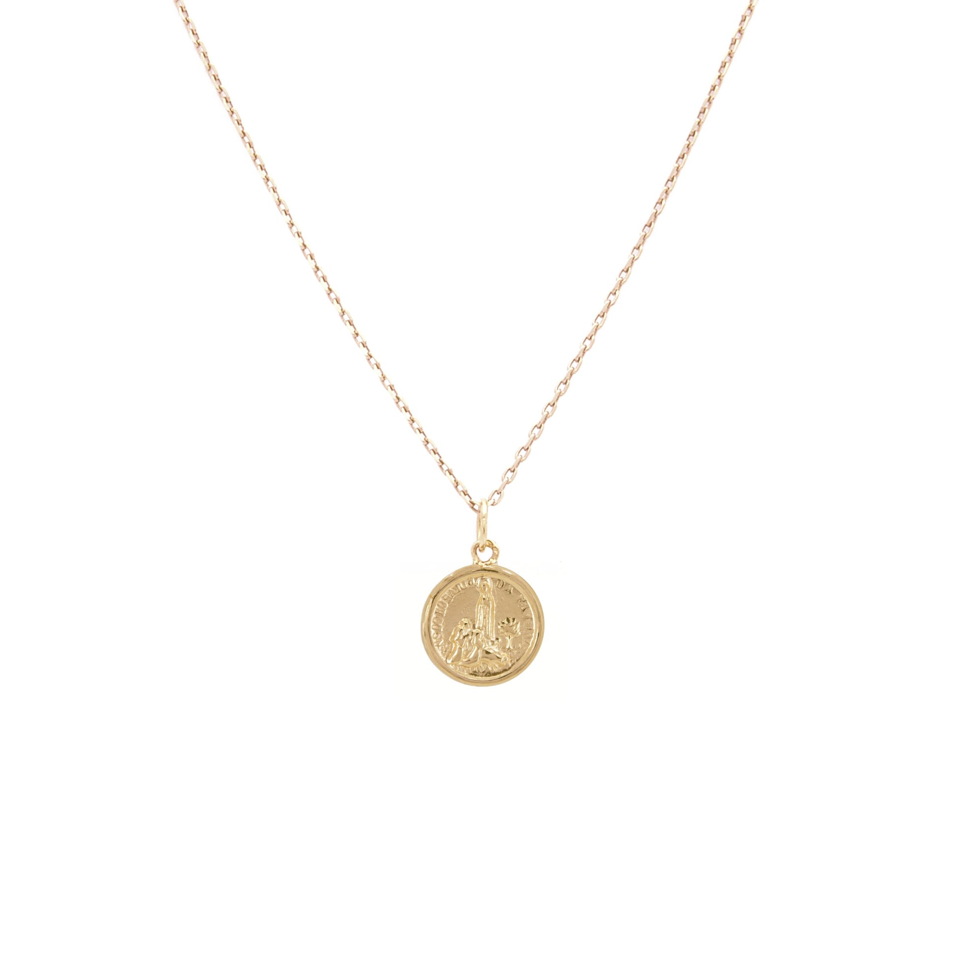 Necklace Our Lady of Fátima and Little Shepherds in 19,2Kt Gold