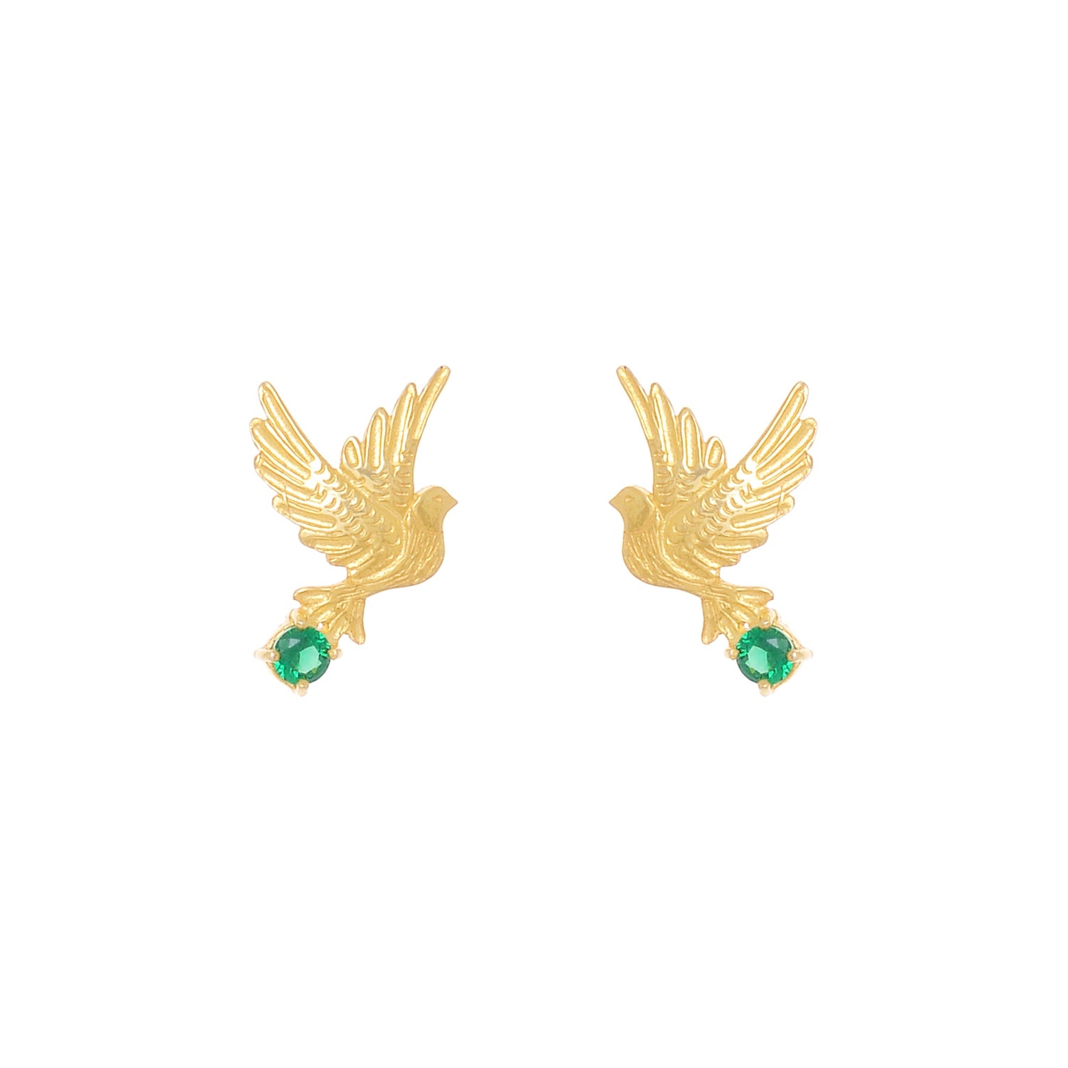 Earrings Dove Green in Gold Plated Silver