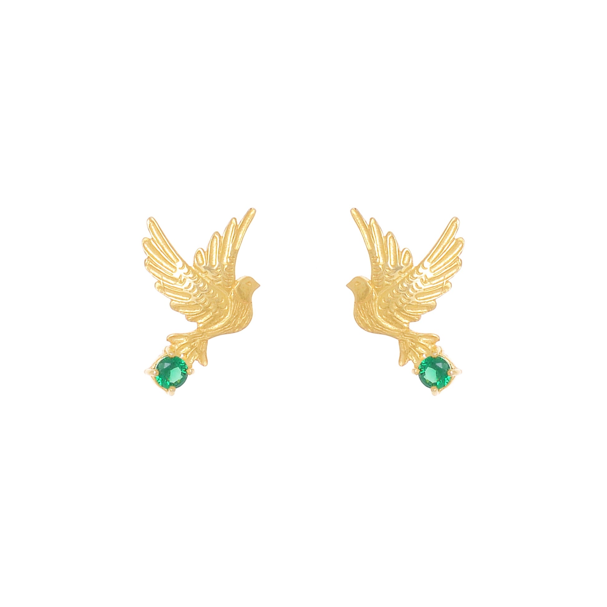 Earrings Dove Green in Gold Plated Silver