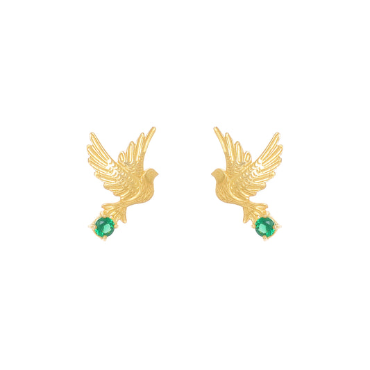 Earrings Dove Green in Gold Plated Silver