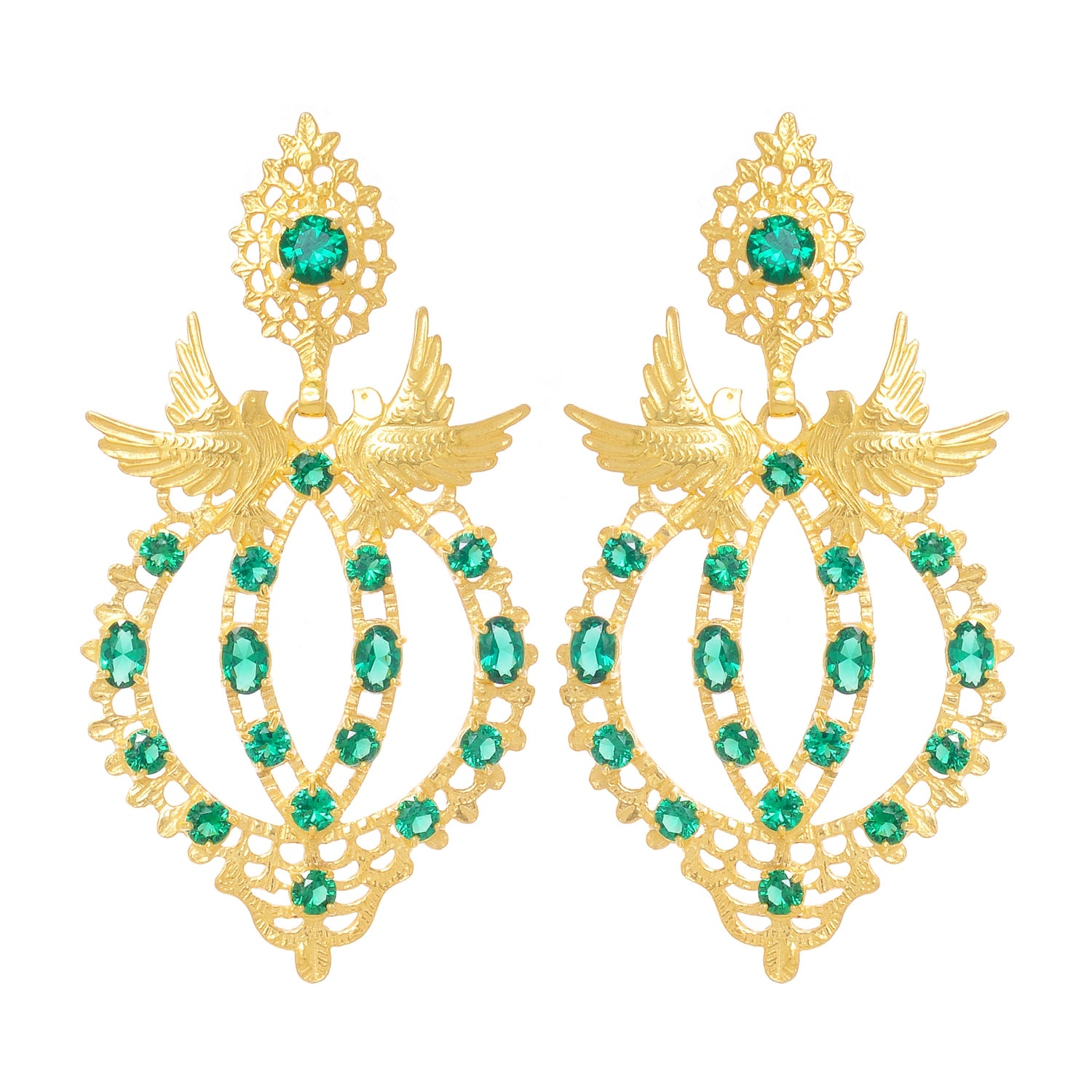 Earrings Queen Dove Green in Gold Plated Silver - Ana Moura x Portugal Jewels Collection