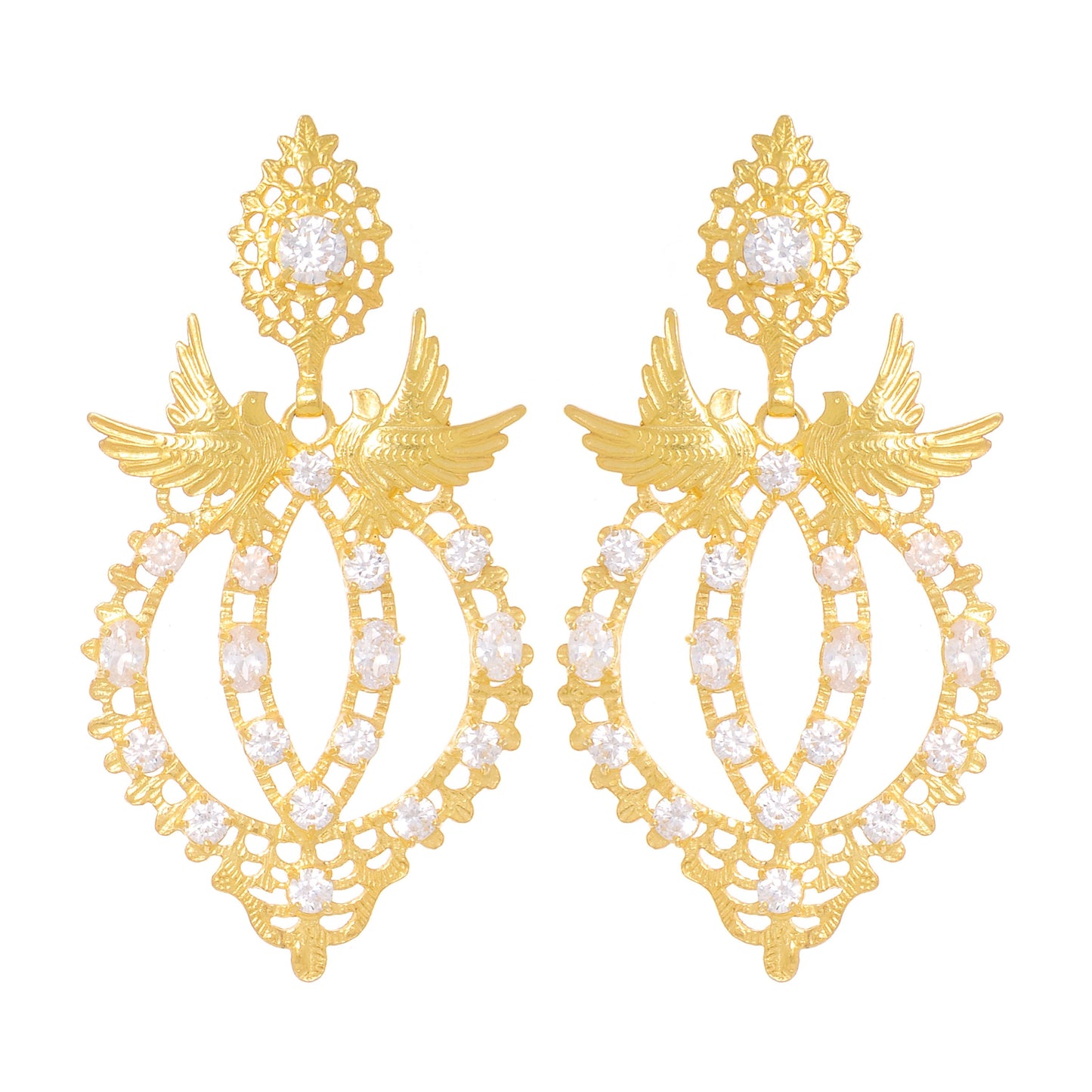 Earrings Queen Dove in Gold Plated Silver