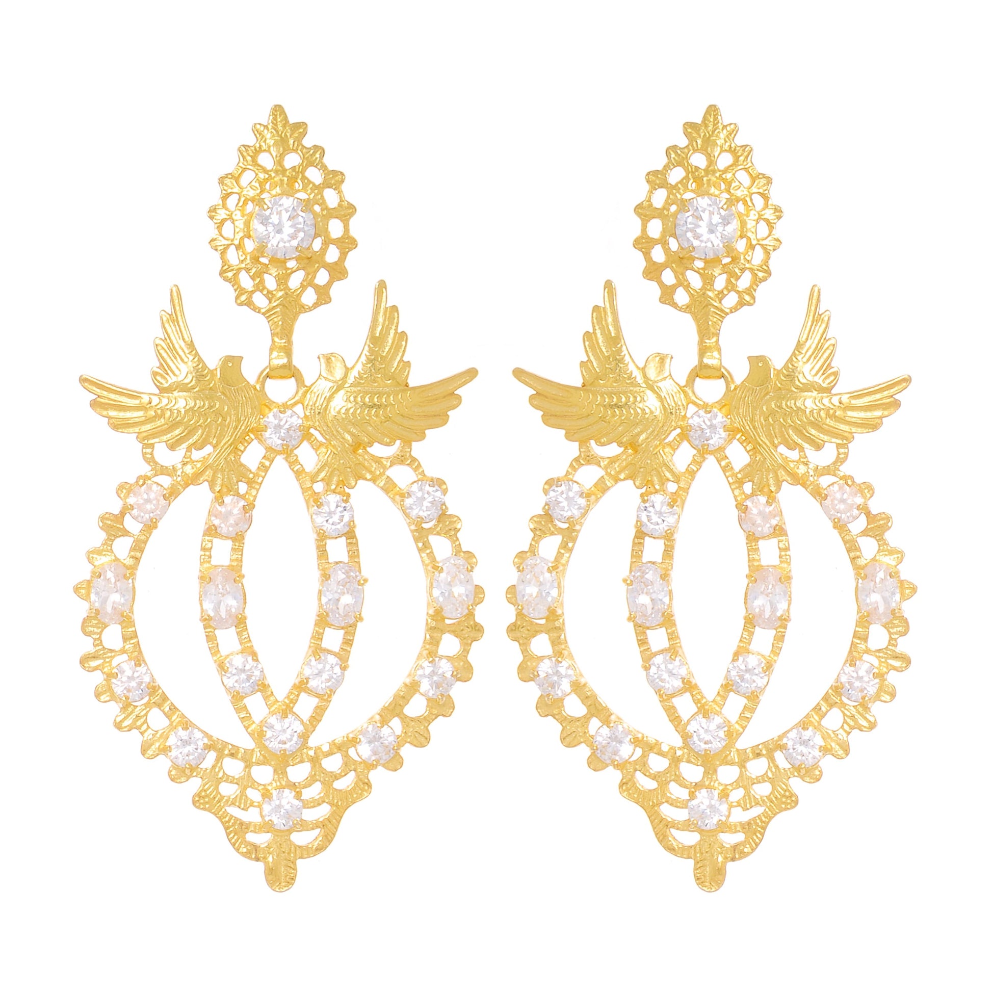Earrings Queen Dove in Gold Plated Silver