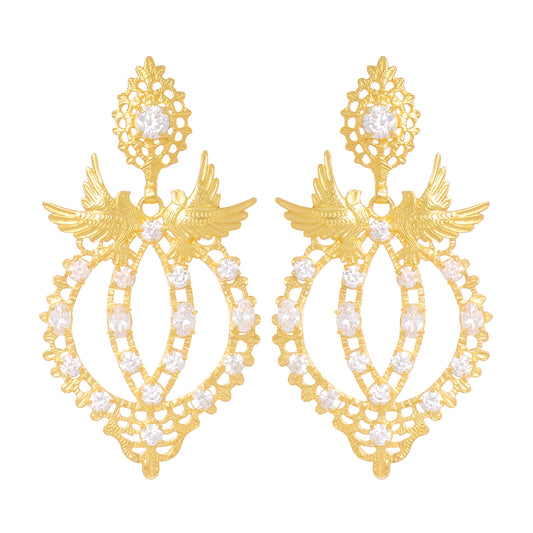 Earrings Queen Dove in Gold Plated Silver