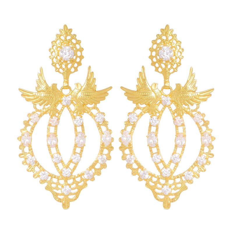 Earrings Queen Dove in Gold Plated Silver