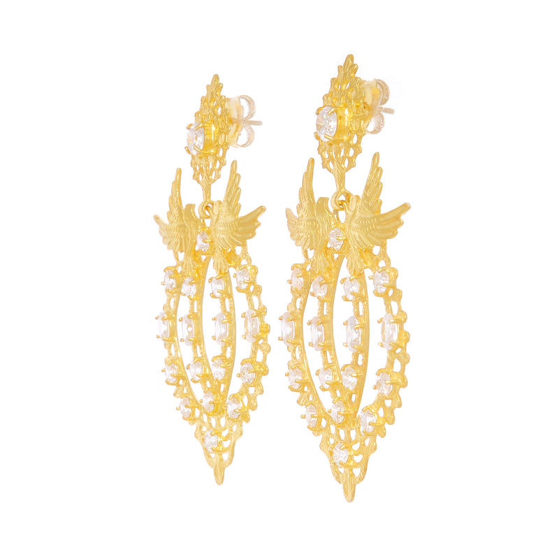 Earrings Queen Dove in Gold Plated Silver